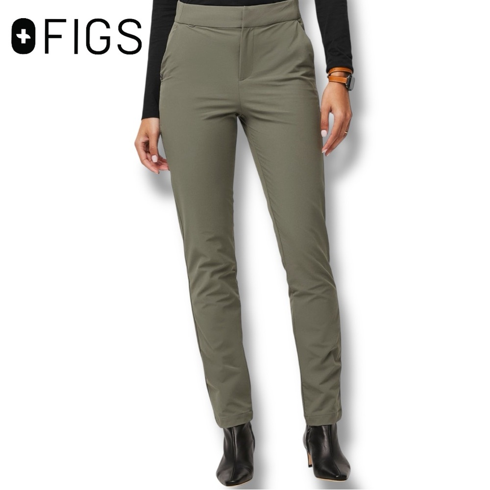 FIGS Pro FIGSPRO Skinny Zip Fly Trouser Scrubs Pants Tapered Leg in Agave | XXLT